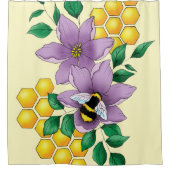 Rideaux De Douche Fleurs de lavande de bourdon Jaune (Devant)