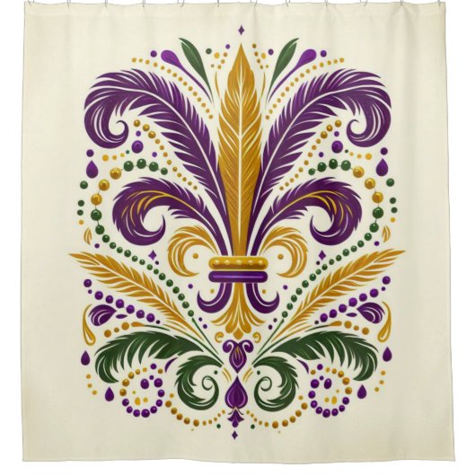 Rideaux De Douche Fleurs de lis jaune, vert et violet (Devant)