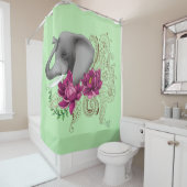 Rideaux De Douche Fleurs de lotus henné éléphant (En situation)