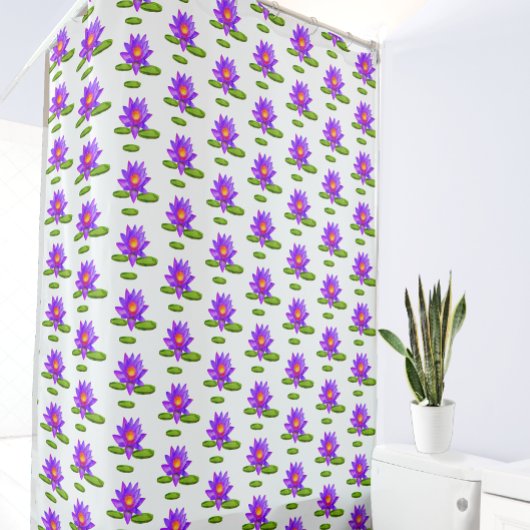 Rideaux De Douche Fleurs de lotus violettes et coussinets de lys sur