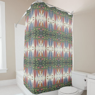 Rideaux De Douche Fleurs de lupine Papillons Vintage motif floral