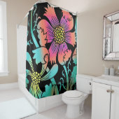 Rideaux De Douche Fleurs de néon (En situation)
