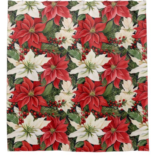 Rideaux De Douche Fleurs de Noël (Devant)