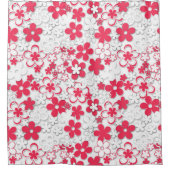 Rideaux De Douche Fleurs de papier rouge et blanc (Devant)