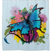 Rideaux De Douche Fleurs de papillon bleu Dragon (Devant)