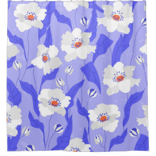 Rideaux De Douche Fleurs de pavot blanc sans couture motif. Belle ha