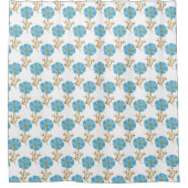 Rideaux De Douche Fleurs de pavot bleu sur blanc (Devant)