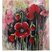 Rideaux De Douche Fleurs De Pavot En Aquarelle (Devant)
