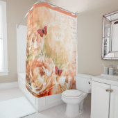Rideaux De Douche Fleurs de pêche vintage (En situation)
