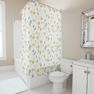 Rideaux De Douche Fleurs de pissenlits jaunes blancs