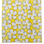 Rideaux De Douche Fleurs de Plumeria blanche sur Jaune (Devant)