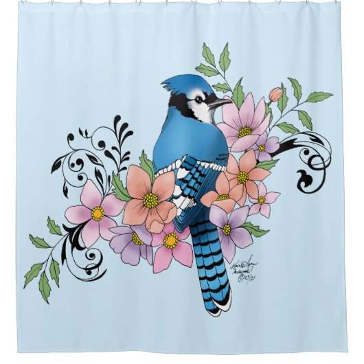 Rideaux De Douche Fleurs de printemps bleu Jay (Devant)