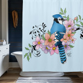 Rideaux De Douche Fleurs de printemps bleu Jay