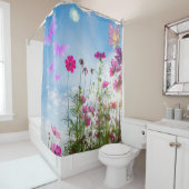 Rideaux De Douche fleurs de printemps et papillon (En situation)