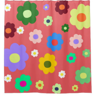 Rideaux De Douche Fleurs de printemps Y2K Motif rétro