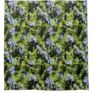 Rideaux De Douche fleurs de romarin sur motif vert