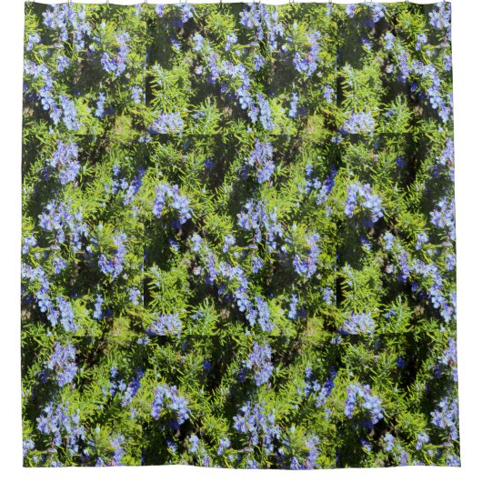 Rideaux De Douche fleurs de romarin sur motif vert (Devant)