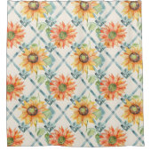 Rideaux De Douche Fleurs de soleil Moderne Aquarelle florale (Devant)