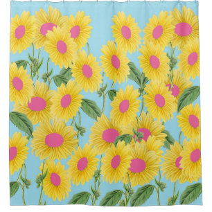 Rideaux De Douche Fleurs de soleil rose Vintage rustique Moderne Pas