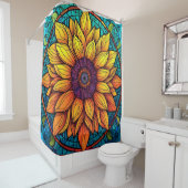 Rideaux De Douche Fleurs de Tournesol étonnantes en verre (En situation)