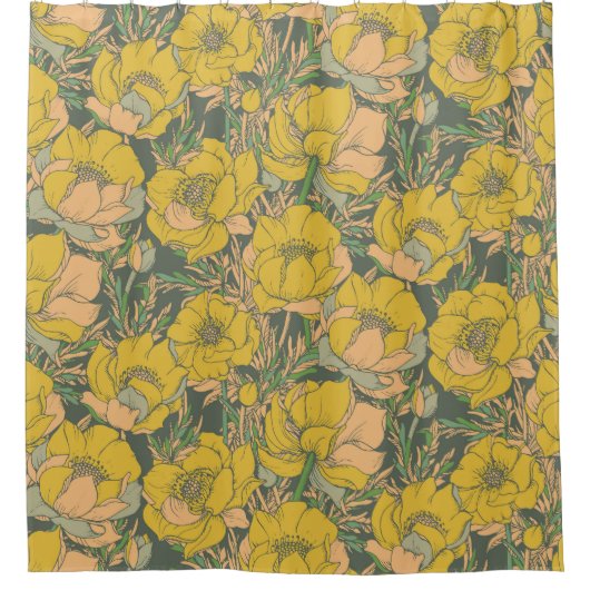 Rideaux De Douche Fleurs de Trollius Graphiques (Devant)