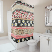 Rideaux De Douche Fleurs décoratives : Patchwork Tile Motif (En situation)