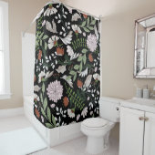 Rideaux De Douche Fleurs d'Engraving Antique Peint à la main (En situation)