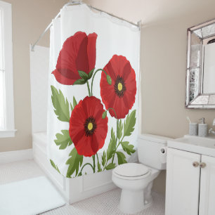 Rideaux De Douche Fleurs d'été joyeuses floraison de pavot