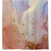 Rideaux De Douche Fleurs d'huile d'or d'art Abstrait Pastel (Devant)