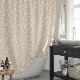 Rideaux De Douche Fleurs Dites Florales Neutres Douces Pâles Tannées