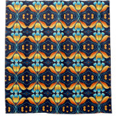 Rideaux De Douche Fleurs d'orange bleu Art déco (Devant)