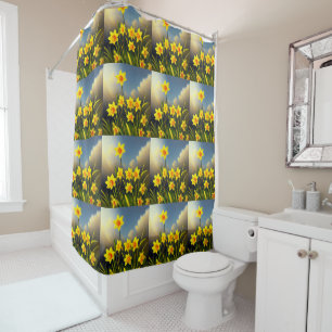 Rideaux De Douche Fleurs Éclaboussées de Soleil : Jonquilles Dorées