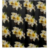 Rideaux De Douche Fleurs élégantes en satin sur noir (Devant)