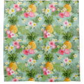 Rideaux De Douche Fleurs et ananas tropicaux (Devant)