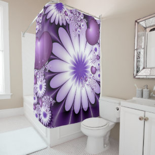 Rideaux De Douche Fleurs et cœurs abstraits de l'amour fractal