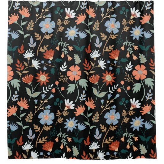 Rideaux De Douche Fleurs Et Feuilles Modernes (Devant)