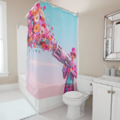 Rideaux De Douche Fleurs et jeu d'amour (En situation)