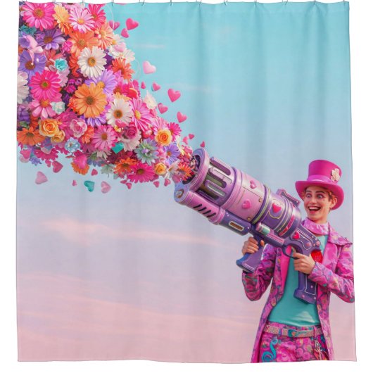 Rideaux De Douche Fleurs et jeu d'amour (Devant)