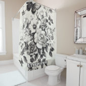 Rideaux De Douche Fleurs et papillons rustiques - Papier vieilli (3) (En situation)