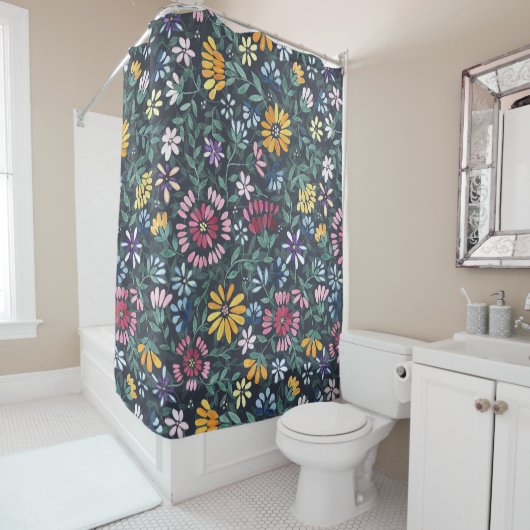 Rideaux De Douche Fleurs et vignes verdoyantes - Plancher forestier (En situation)