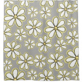 Rideaux De Douche Fleurs Faisy Blanches Et Jaunes Modernes Gris (Devant)