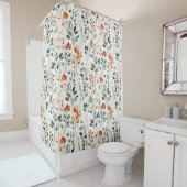 Rideaux De Douche Fleurs feuilles Buds Berries Motif (En situation)