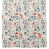 Rideaux De Douche Fleurs feuilles Buds Berries Motif (Devant)
