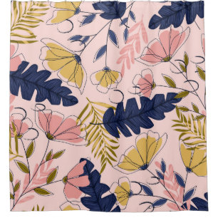 Rideaux De Douche Fleurs Feuilles tropicales Imprimer Vintage