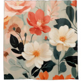 Rideaux De Douche Fleurs florales de Pêche et Crème (Devant)