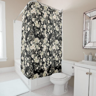 Rideaux De Douche Fleurs florales Fleurs sauvages Feuilles Arrière -