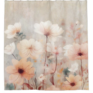 Rideaux De Douche Fleurs florales Orange Beige Peach Design 328