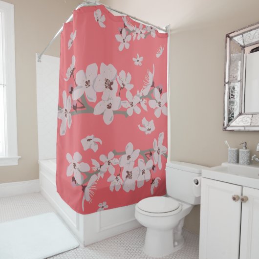 Rideaux De Douche Fleurs flottantes de fleurs de cerisiers (En situation)