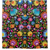 Rideaux De Douche Fleurs folkloriques Wycinanki noir  (Devant)