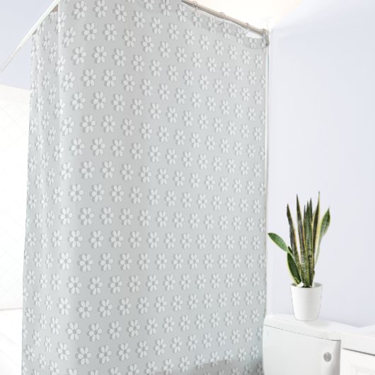 Rideaux De Douche Fleurs grises et blanches modernes sur gris clair